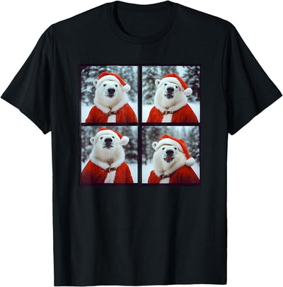 Polar Bears Lover Xmas Photo Booth Men Women Kids Polar Bear Wearing Santa Outfit Winter Christmas T-Shirt