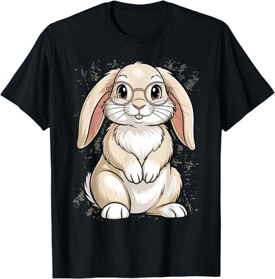 Rabbit in Round Glasses Portrait T-Shirt