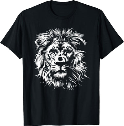 lion. Kids Unisex Black Lion Graphic Modern V-Neck T-Shirt
