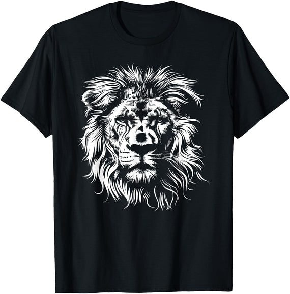 Älion. lion. Kids Unisex Black Lion Graphic Modern V-Neck T-Shirt - Black