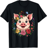 Pig Lover Gift Co. Cute Pig Lover Art for Women Girls Unique Piggy Related T-Shirt - Black