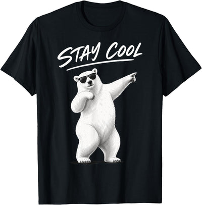 Polar Bear Wearing Sunglasses with Stay Cool Quote T-Shirt