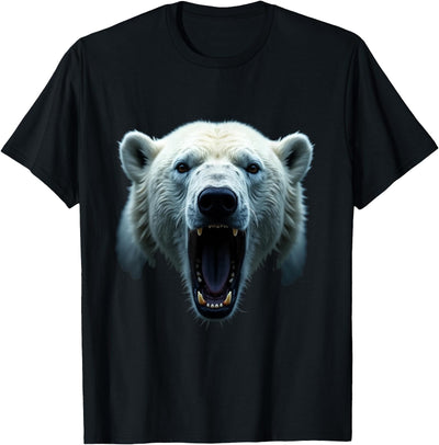Polar Bear Fun Designs Angry Polar Bear Head Roaring Wild Animal Arctic Art T-Shirt