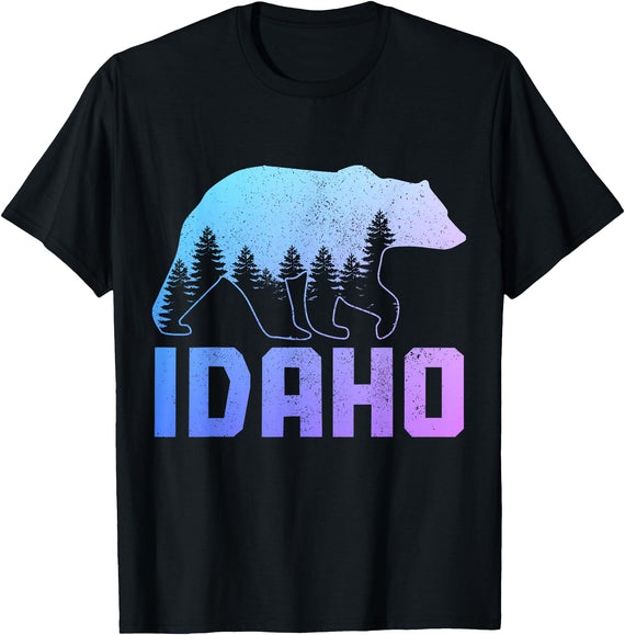 We Love Idaho Idaho Bear Grizzly Pride Outdoor Hiking Nature Vintage T-Shirt - Black