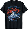 1776-2026 Cowgirl Fourth of July Tee Retro 250 Years of Freedom Cowboy Horse 4th of July T-Shirt - Black