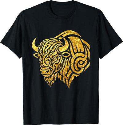 Cow Sacred Buffalo Golden Tribal Bison Artwork T-Shirt