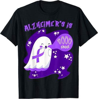We Wear Purple Alzheimer's Awareness Support Squad Alzheimer's Is Boo Sheet Halloween T-Shirt
