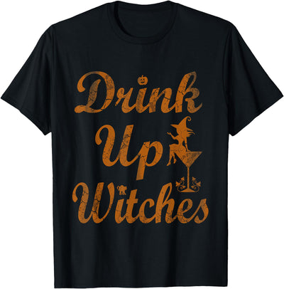 Halloween Party Womens Matching Groups Funny Humor Drink Up Witches Halloween Women Girls Group Hallowine T-Shirt