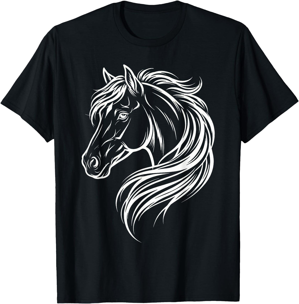 Horse Silhouette Farm Animal Graphic Horses Cute Horse Silhouette Art Equestrian Farm Animal Horse Lover T-Shirt - Black