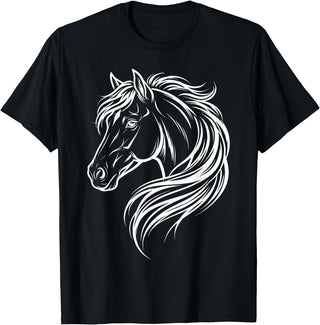 Horse Silhouette Farm Animal Graphic Horses Cute Horse Silhouette Art Equestrian Farm Animal Horse Lover T-Shirt - Black