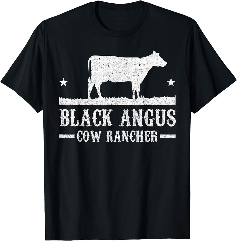 Black Angus Farmer Apparel Black Angus Cow Cattle Rancher Farmer T-Shirt - Black