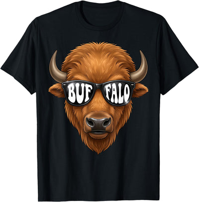 Cow Buffalo with Sunglasses Wildlife Women Kids T-Shirt