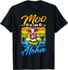 Aloha Animal Hawaii Flower Chain Hula Dance Art Hawaii Animal Haku Lei Grass Skirt Hula Dance Aloha Cow T-Shirt - Black