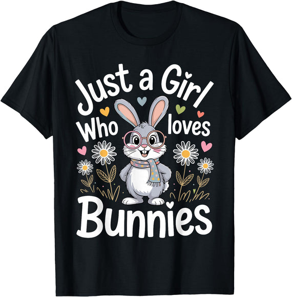 Bunny Art for Women Girls Mom Rabbit Hare Easter Bunny T-Shirt in Black