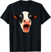 Funny Cow Face Screaming Silly Animal Graphic Animal Cows Funny Cow Face Screaming Silly Animal Shocked T-Shirt - Black