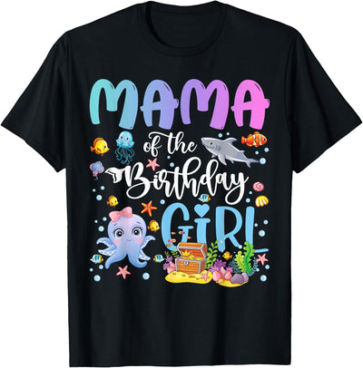 Mama of The Birthday Girl Sea Fish Ocean Aquarium T-Shirt
