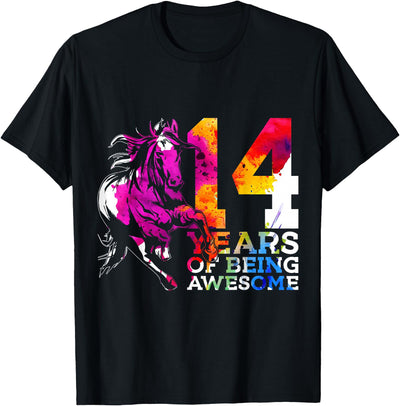 COOL HORSE DESIGNS AND OUTFITS HORSE 14 YEARS OF BEING AWESOME RIDING 14TH BIRTHDAY T-Shirt
