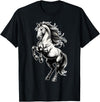 Urban Empyre Shire Horse White Equestrian Rearing T-Shirt - Straight - Black