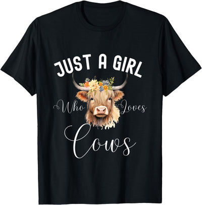 Just a Girl Who Loves Cows Funny Cute Cow for Girls T-Shirt
