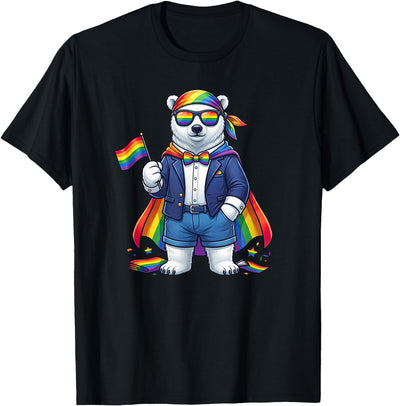 LGBTQ Polar Bear Lovers Costume for Boy Girl Funny Polar Bear LGBT Rainbow Lesbian Gay Pride Women Men T-Shirt