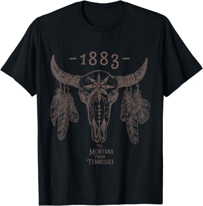 Boho Cow Skull Cute Country Western Yellowstone T-Shirt