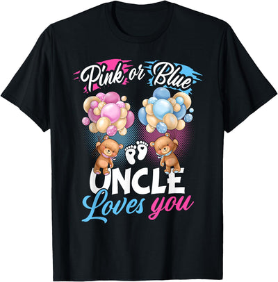 Bears Pink Or Blue Uncle Loves You Gender Reveal T-Shirt