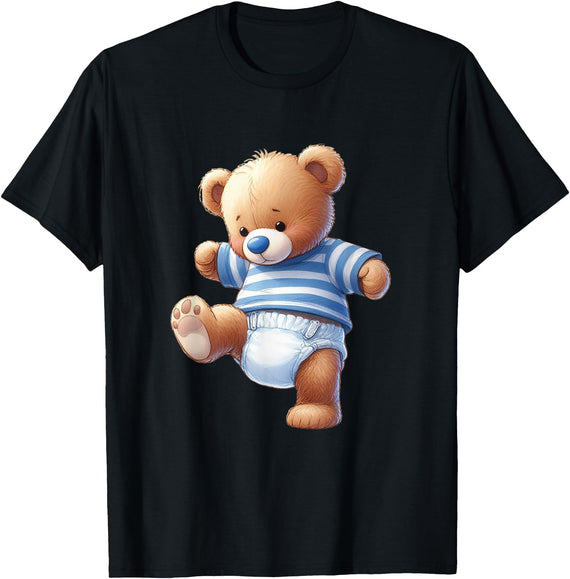 Baby Boy Teddy Bear Baby Shower Gender Reveal T-Shirt - Black