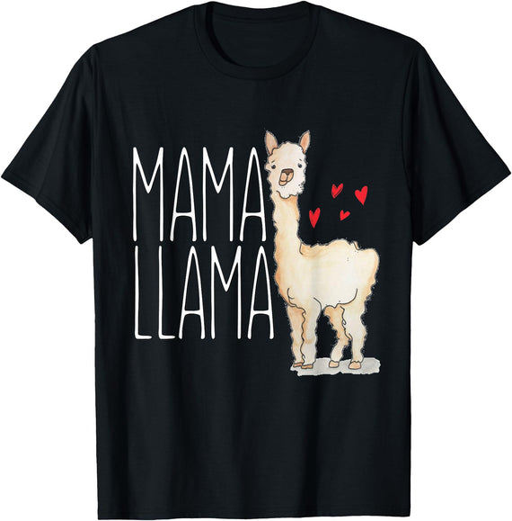 Llama Family Tees NYC Mama Llama Gift Funny Matching Family Tribe Mom Mommy Mum T-Shirt - Black