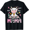 Pink Birthday Girl Party Cow Lover Mama Cute Cow Pink Farm Moo Moo Birthday Girl Matching T-Shirt - Black
