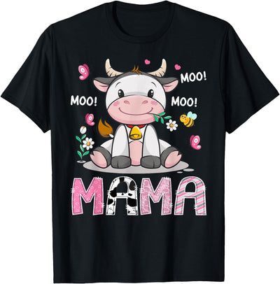 Pink Birthday Girl Party Cow Lover Mama Cute Cow Pink Farm T-Shirt