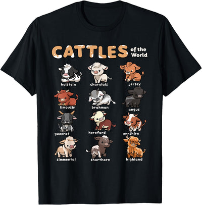 Wowsome Cattles Animals of the World Cattle Farmer Rancher T-Shirt