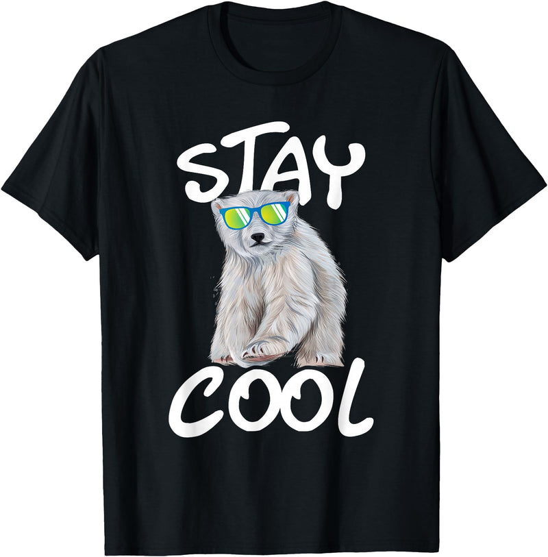 Funny Polar Bear Shirts Stay Cool - Polar Bear Cub Wildlife Zoo Animal Lover T-Shirt - Black