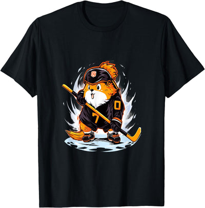 Guinea Pig Ice Hockey Player Hockey Stick Goalie T-Shirt