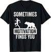 Mens Sometimes Motivation Finds You Garment Mens Sometimes Motivation Finds You Camping Bear Design T-Shirt - Black