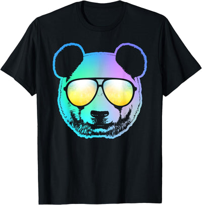Panda Neon Bear Face T-Shirt