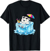 Cool Polar Bear Summer Ice Cube Relax Chill Polar Bear On Ice Cube Summer Vacation T-Shirt - Black