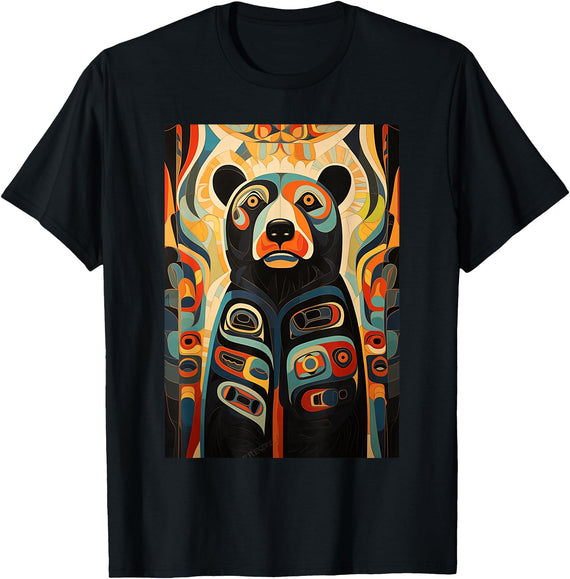 Spirit Bear Native American Art Design Ideas Indian Art Design Spirit Bear T-Shirt - Black