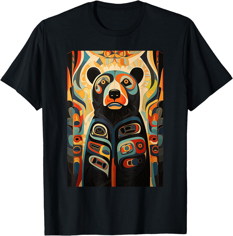 Spirit Bear Native American Art Design Ideas Indian Art Design Spirit Bear T-Shirt - Black