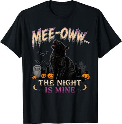 Midnight Moonlight Halloween Studio Mee OWW Black Cat Halloween Moon Graphic Design Men Women T-Shirt
