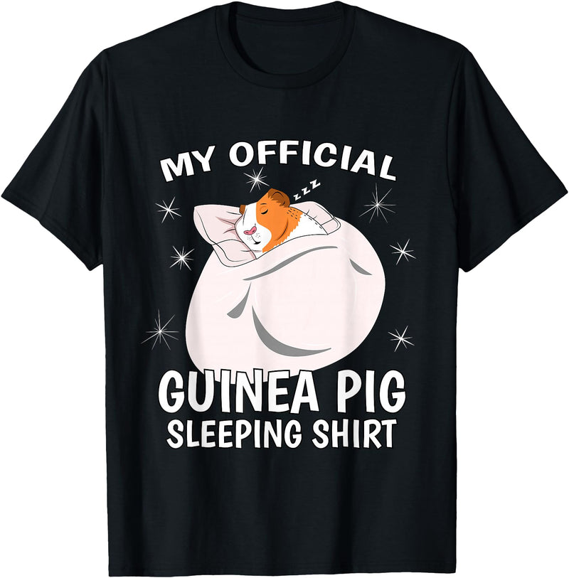 Guinea Pig Sleeping Wear Women, Men & Kids My Official Sleeping Shirt PJ Pajama Top Guinea Pig T-Shirt - Black