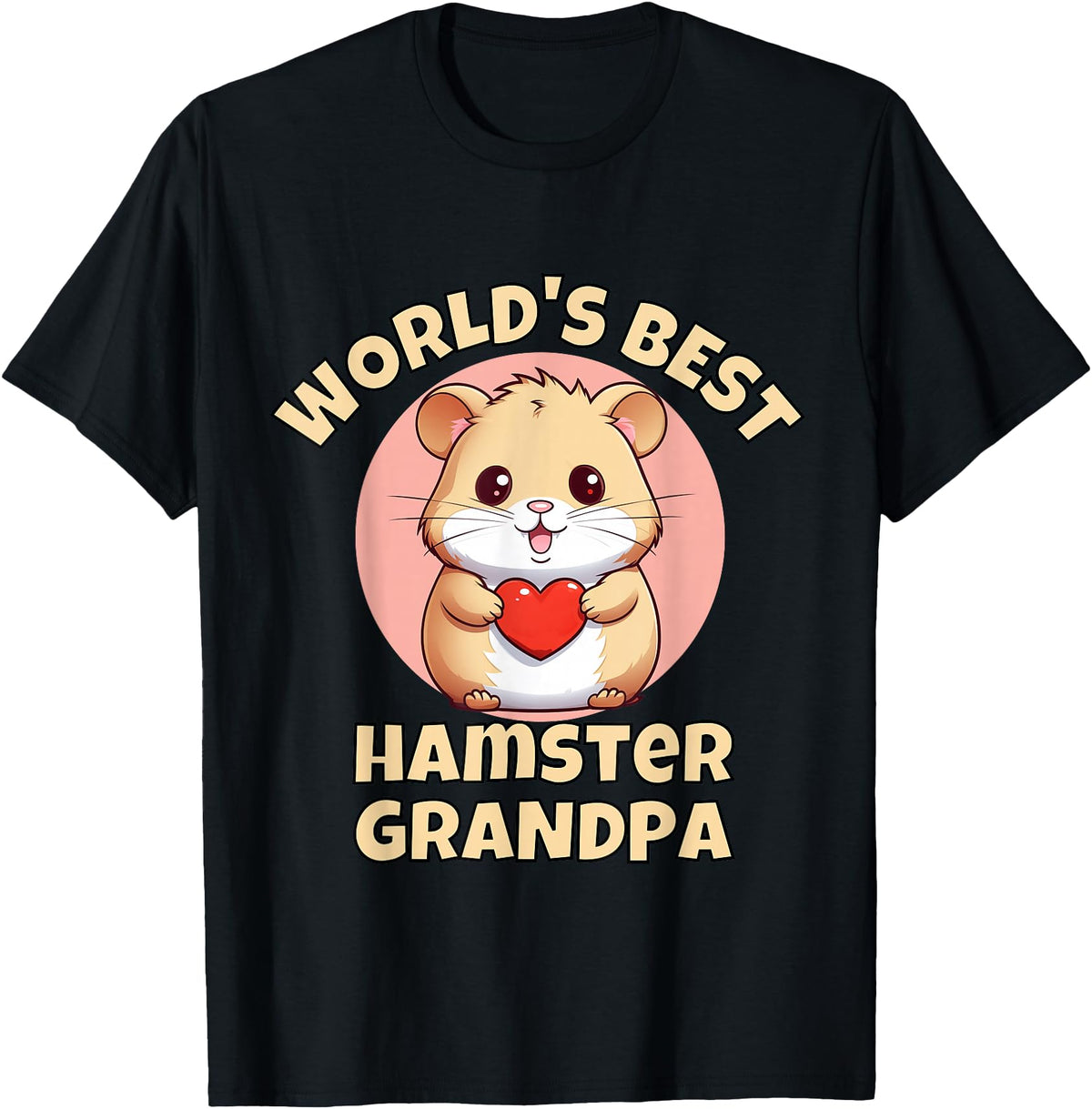 Cute World's Best Hamster Grandpa Grandfather T-Shirt - Black