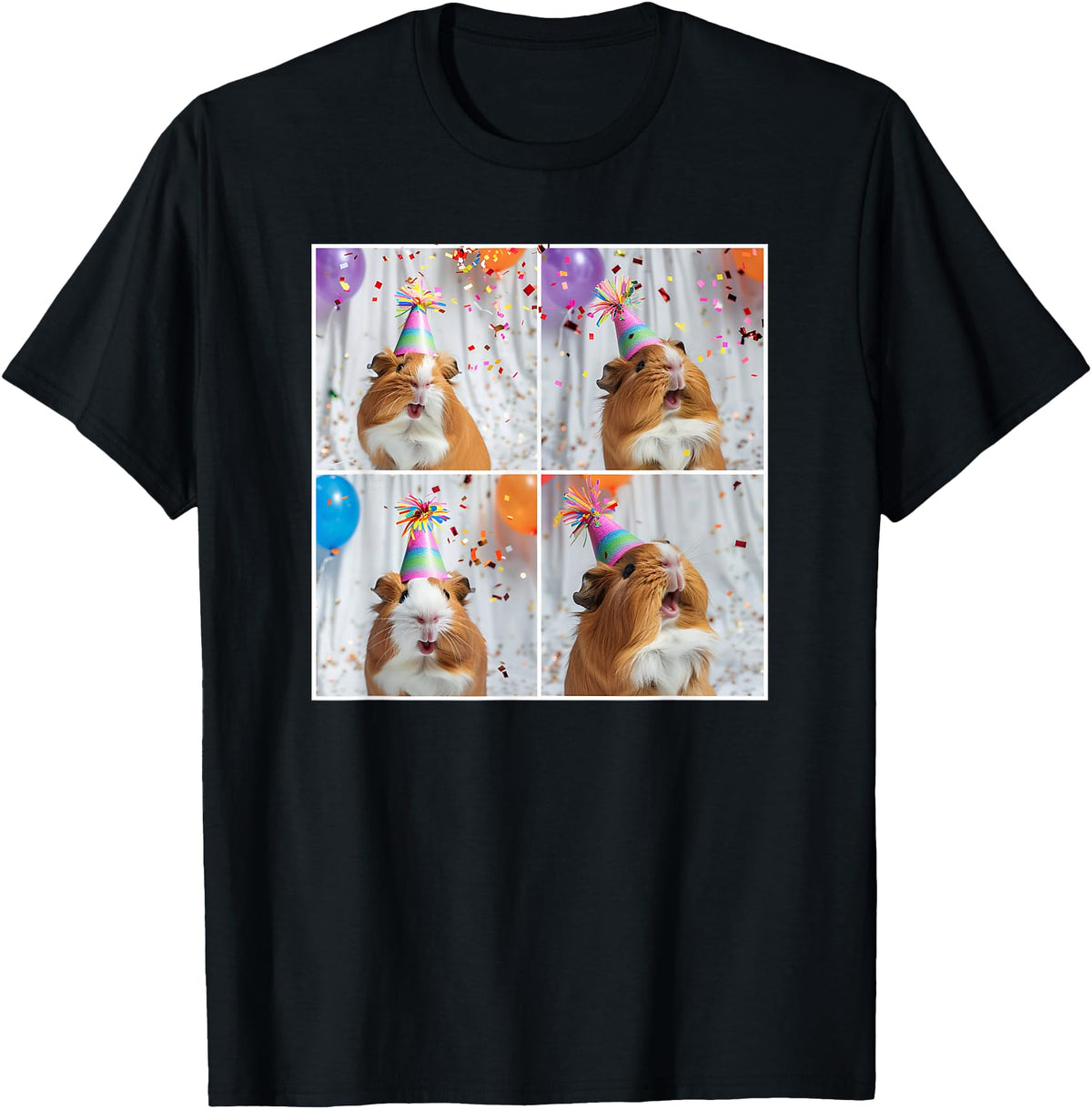 Animal Photobooth Love Guinea Pigs Men Women Kids Funny Guinea Pig Face Pet Cavy Mom Guinea Pig Birthday T-Shirt - Black