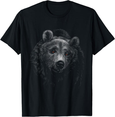 Bear Lover Head Portrait black background Theme Animal T-Shirt