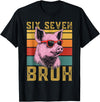 6 7 Pig Funny Animal Apparel Funny Pig 67 6 7 six Seven Meme Animal Retro Design T-Shirt - Black