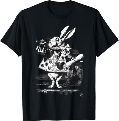 Vintage White Rabbit Illustration T-Shirt