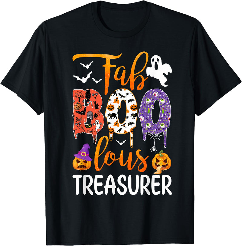 Fab Boo Lous Halloween Costume Fab Boo Lous Treasurer Boo Ghost Pumpkin Halloween T-Shirt - Black