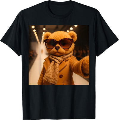 Teddy Bear Fashion Runway Selfie Catwalk Stylish Girls Women T-Shirt