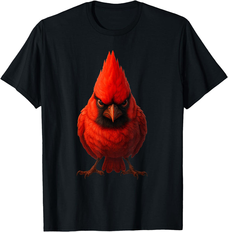 I just really like animals Angry Cardinal Artwork Red Bird Nature Wildlife Graphic T-Shirt - Black