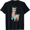 Rainbow Llama Love Pastel Hearts Kawaii Colorful Rainbow Heart Llama Kawaii Cute T-Shirt - Black