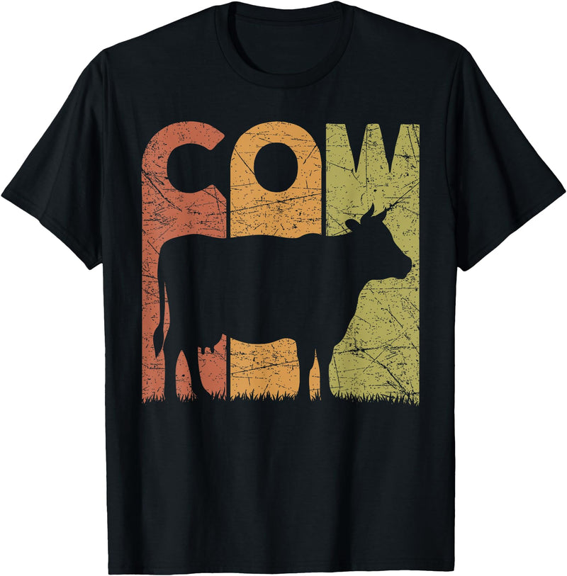 Cow Farming Vintage Cow Lover Retro Designs. Cow Vintage Cow Farmer Retro Dairy Farmer T-Shirt - Black